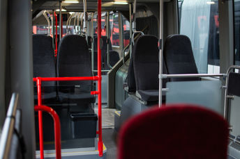 Bild på insidan i en av våra nya ledbussar.