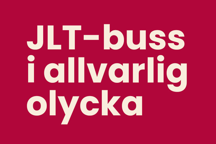 Text i bild: JLT-buss i allvarlig olycka.