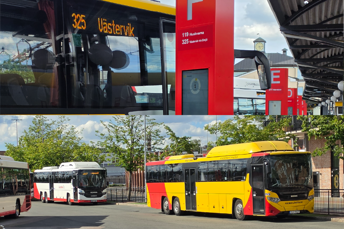 Bild på bussar både från JLT och Kalmar länstrafik på Nässjö station. 